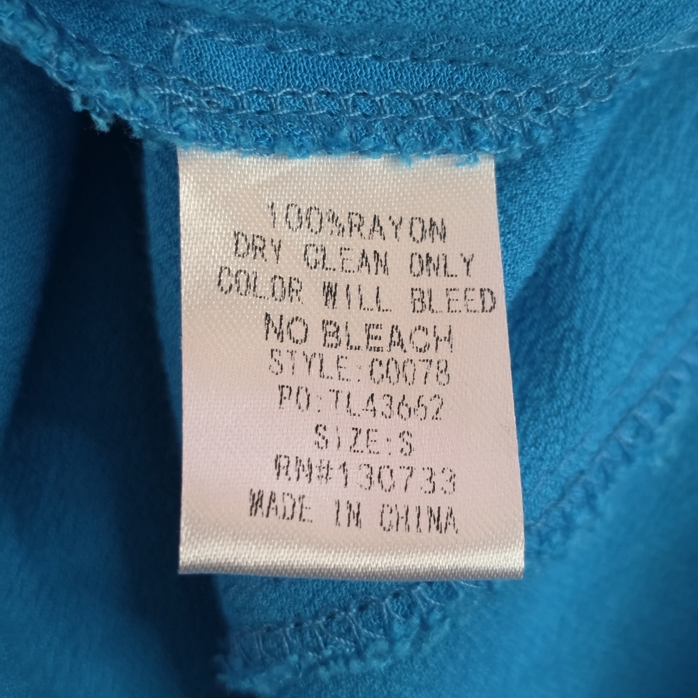 Umgee Embroidered Floral Shift Dress Turquoise Rayon Size S Summer Boho Casual - Picture 8 of 8